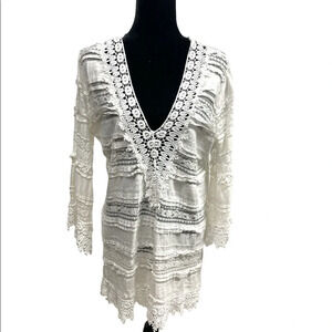 Tempo Paris White Crochet Lace Cover up Resort Wear Summer Small Made in Italy